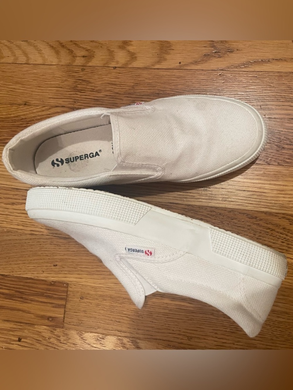 Superga White Canvas Slip-On Sneakers size 39 1/2